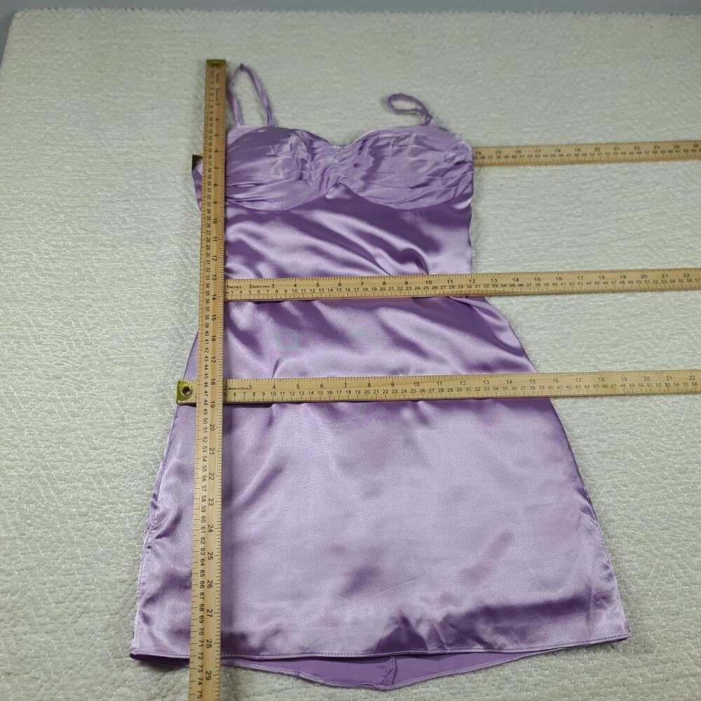 Satin pleated bust Party HOCO Mini dress purple SZ 0 Cocktail party formal - Picture 7 of 12